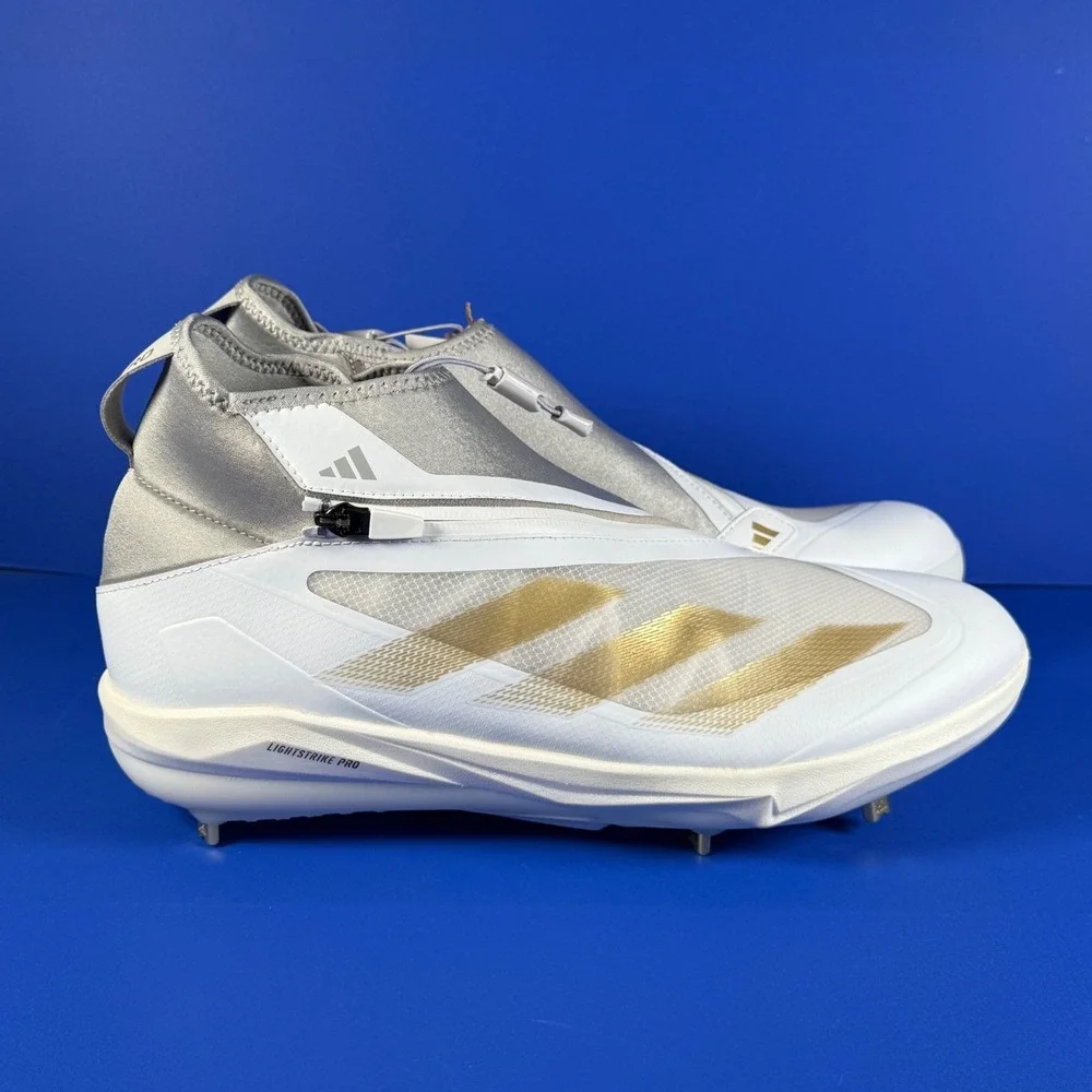 Adidas Adizero Impact+ BSB Baseball Cleats White Gold Lightstrike Pro Men's 12